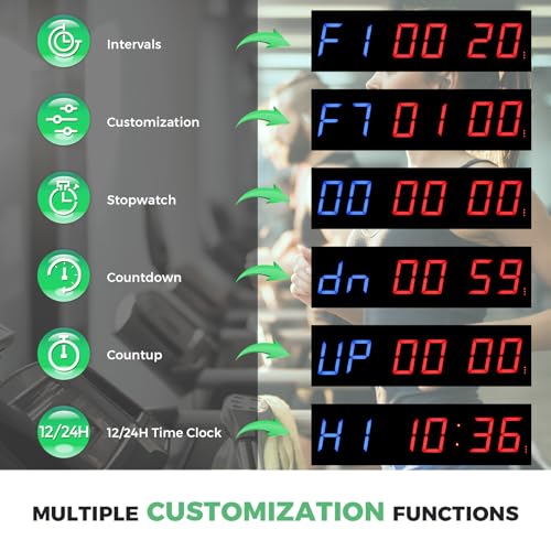 15'' Bluetooth Gym Timer Clock for Home Gym for Sport Boxing | Digital Display Stopwatch Interval Workout Timer Adjustable Buzzer Volume with Remote and APP Control for Fitness Kitchen