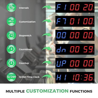15'' Bluetooth Gym Timer Clock for Home Gym for Sport Boxing | Digital Display Stopwatch Interval Workout Timer Adjustable Buzzer Volume with Remote and APP Control for Fitness Kitchen