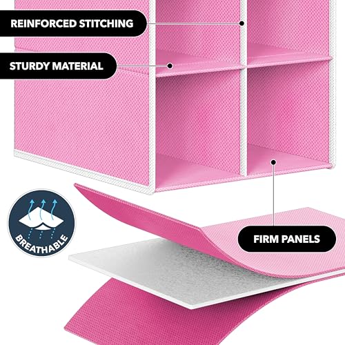 Simple Houseware 20 Section Shelves Hanging Shoes Organizer, Pink | Dual Metal Hooks, 10 Tier, Holds Up to 20 lbs, for Narrow Space - color: Pink