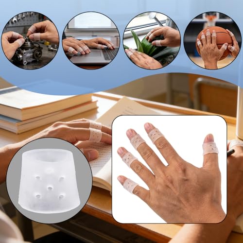Silicone Finger Callus Protectors, Anti-Skin Picking Prevention Finger Cot Covers, Finger Caps for Dermatillomania & Cuticle, Reusable for Writing Sports & DIY Activites,10 Pcs | stop nail biting