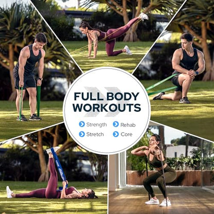 Gym Quality Long Resistance Bands Multi Pack of 5- Loved by Fitness Pros for Group Workouts in Gyms, Boxes, Studios and Bootcamps. Perfect for Pull Ups, Strength Training, Mobility - color: #2 Red, Light