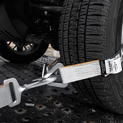 VULCAN Car Tie Down Axle Strap with Wear Pad - 2 Inch x 36 Inch - 4 Pack - Silver Series - 3,300 Pound Safe Working Load - size: 2" x 36" Silver Series (4 Pack)