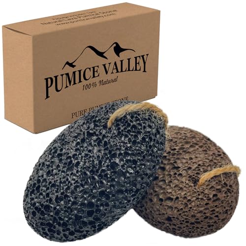 Pumice Stones for Feet - Natural Black Brown Earth Lava Stones Pack of 2 - Callus Corn Remover for Feet Heels and Palm - Pedicure Exfoliation Tool - Dry Dead Skin Scrubber - Health Foot Care - color: Black Brown X2