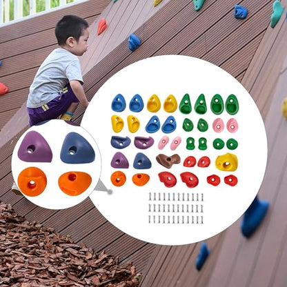 36-Piece Rock Climbing Holds Set for Kids - Easy Install PP Grips with Screws for Indoor/Outdoor Playground (7-14.5cm/2.8-5.7in)