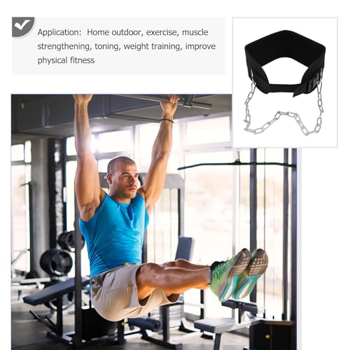 Weighted Dip Belt with Galvanized Chain for Pull-ups and Dips Knitted Tape Support for Back Comfort Muscle Strengthening Resistance Equipment for Weight Training and Fitness