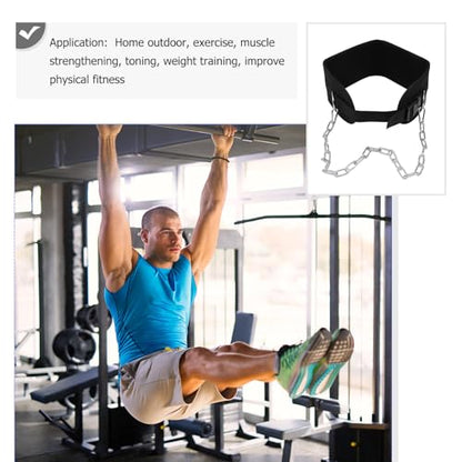 Weighted Dip Belt with Galvanized Chain for Pull-ups and Dips Knitted Tape Support for Back Comfort Muscle Strengthening Resistance Equipment for Weight Training and Fitness