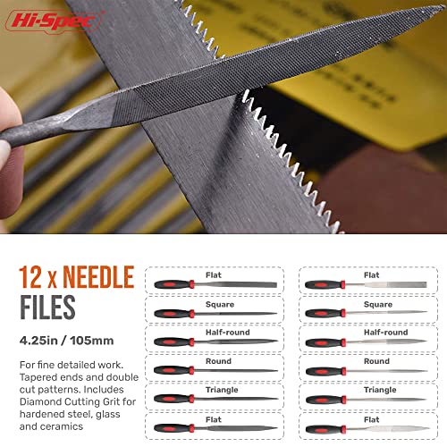 Hi-Spec Metal Hand & Needle Files Tool Kit Half Round Wood and Crafts | 18pc, everyday fixes made easier, organized portable storage, beginner-friendly selection, apartment and office tasks, tidy - size: 18 pieces