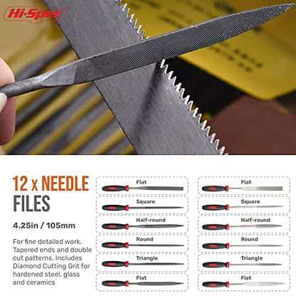 Hi-Spec Metal Hand & Needle Files Tool Kit Half Round Wood and Crafts | 18pc, everyday fixes made easier, organized portable storage, beginner-friendly selection, apartment and office tasks, tidy - size: 18 pieces