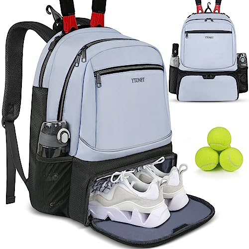 Ytonet Tennis Bag Tennis Backpack for Women Men 2 Rackets | Insulated Pocket and Ventilated Shoe Compartment, Gym Bags with Fence Hook for Pickleball and Badminton Rackets - color: Blue