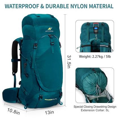 N NEVO RHINO Internal Frame Hiking Backpack 50/60/65/70/80L, Mountain Climbing Camping Backpack Daypack Waterproof Rain Cover - color: 15 Green, size: 65+5L