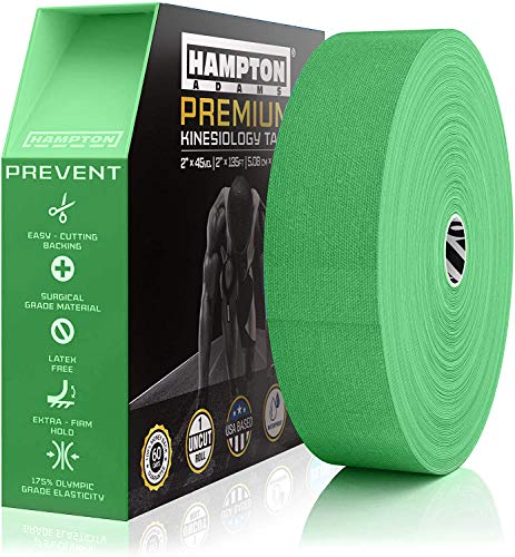 Hampton Adams | As Seen on Shark Tank | Original Kinesiology Tape | 135ft Uncut Bulk Roll | Supports & Protects Muscle Wrist Knee Shoulder Back Plantar Fasciitis | Waterproof Hypoallergenic (Green) - color: Green, size: 2in x 135ft (1 Roll)