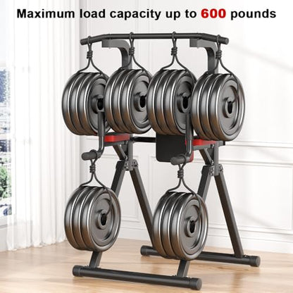 Foldable Power Tower, Adjustable Multifunction Pull Up Bar Dip Station Rack