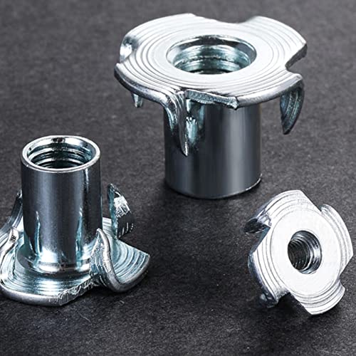 T Nuts 5/16-18(100 Pack), 5/16" Barrel Length,4-Pronged tee Nuts for Wood Furniture, Rock Climbing Holds, Cabinetry (5/16"-18) - size: 5/16"-18