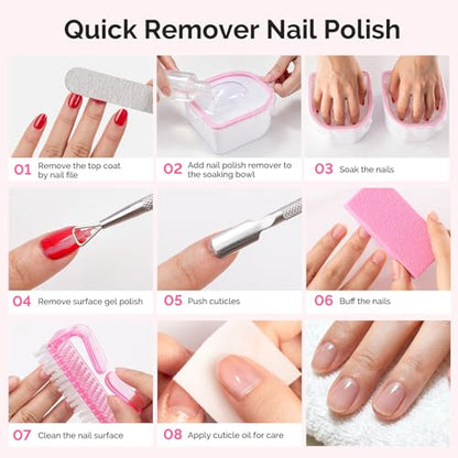 MelodySusie Nail Soaking Bowl,Soak Off Gel Polish Remover | Manicure Bowl for Hand,Cuticle Remover Tools,Cuticle Peeler Scraper,Nail File & Buffer,Nail Brush,Mini Cuticle Oil 100Pcs - size: 10Pcs Milk & Honey