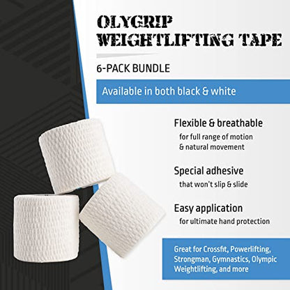Weightlifting Tape, Stretch Sports Tape for Wrist and Hand Use, 6 Rolls, White - color: White