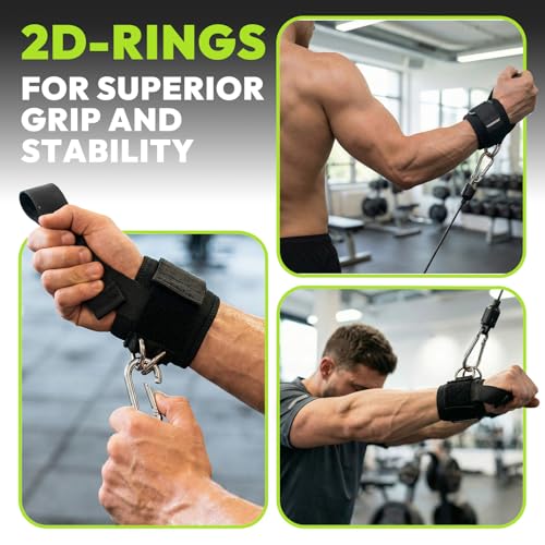 HANDBODE Lifting Wrist Straps for Weightlifting, Gym Wraps with Double D-Ring for Secure Grip, Deadlift, Pull Up, Bodybuilding, Cable Workout, Fit Men Women, Extra-Long Padded