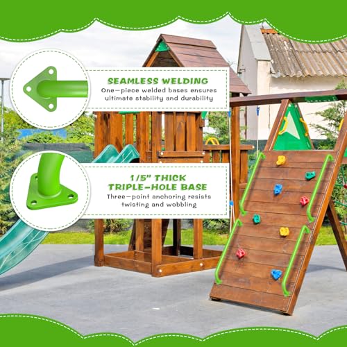 SELEWARE 42" Green Metal Playground Handles Playset Grab Bars Ladder Handle | 500LB 2Pcs Heavy Duty Steel Kids Playground Handles for Indoor/Outdoor Ladder Handrail Swing Set Treehouse Rock Climbing Wall - color: E: 42"-2 Pcs-green