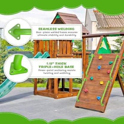 SELEWARE 42" Green Metal Playground Handles Playset Grab Bars Ladder Handle | 500LB 2Pcs Heavy Duty Steel Kids Playground Handles for Indoor/Outdoor Ladder Handrail Swing Set Treehouse Rock Climbing Wall - color: E: 42"-2 Pcs-green