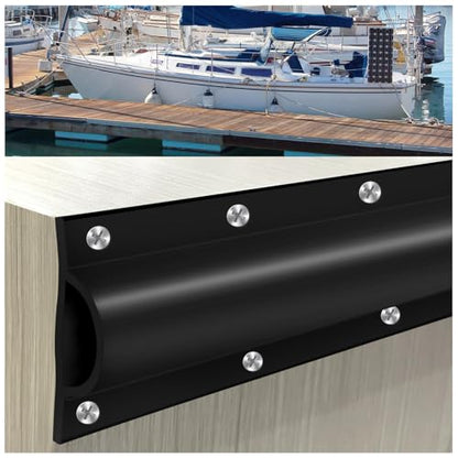 10 Pack Dock Edging Side Gard, 20 Feet Dock Guard with Heavy Wall Sections for Greater Protection – Commercial Grade Double Molded Material (Black) - color: 20 Feet Black, style: Straight angle 10pack