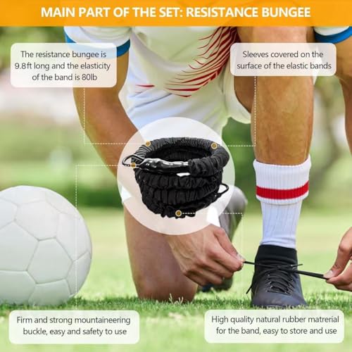 80lb Resistance Band Finess Training Set, Shoulder Belt Explosive Speed Agility Training Equipment Double People Physical Exercising Suit for Various Sports - size: 9.8ft
