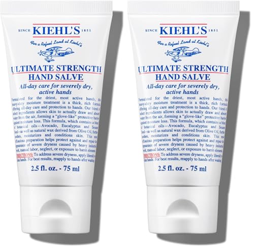 Kiehl's Ultimate Strength Hand Salve, Deeply Hydrating Hand Lotion, Thick and Rich Formula for Intense Moisture and Conditioning, Protects and Repairs Dry Skin, Paraben and Gluten Free - size: 2.5 Fl Oz / 75 ml (Pack of 2)