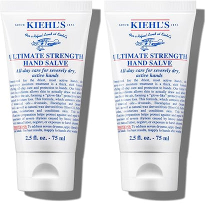 Kiehl's - Ultimate Strength Hand Salve, Deeply Hydrating Hand Lotion | Hand Lotion for Intense Moisture - With Thick and Rich Formula - Protects and Repairs Dry Skin - size: 2.5 Fl Oz / 75 ml (Pack of 2)