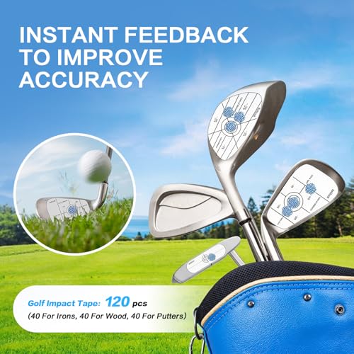 3-in-1 Golf Swing Trainer with Silicone Grip Trainer, Arm Band & Impact Tape, Golf Training Aid System for Beginners & Tempo Training for Advanced, Click Feedback, Arm Connection, Right-handed only.