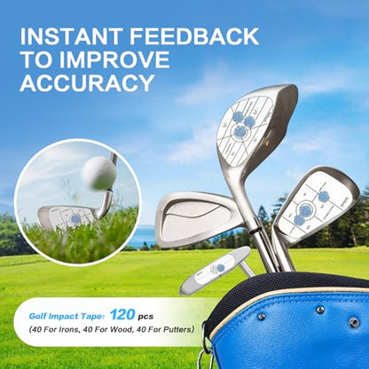 3-in-1 Golf Swing Trainer with Silicone Grip Trainer, Arm Band & Impact Tape, Golf Training Aid System for Beginners & Tempo Training for Advanced, Click Feedback, Arm Connection, Right-handed only.