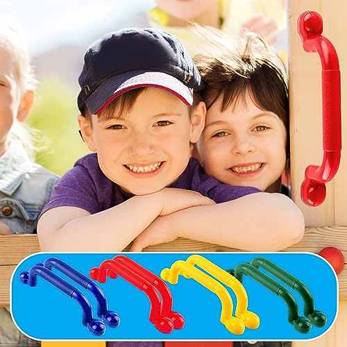 4 Pack Kids Playground Safety Handles Plastic Swingset Handle Grab Handles Swing Set Accessories for Child Treehouse Playset Climbing Frame, 2 Colors (Color Set 1)