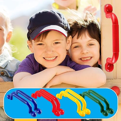 8 Pieces Playground Safety Handles for Kids Playground Handles Swing Set Accessories Safety Hand Grips for Playset Playhouse Treehouse Climbing Frame (Green,Blue,Yellow,Red) - color: Green,blue,yellow,red