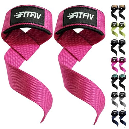 Lifting Straps for Weightlifting, Lifting Wrist Straps for Gym Strength Training, Neoprene-padded Wrist Cushion - Men & Women - color: Pink