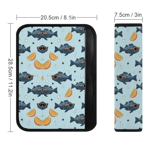 2PCS Cool Fish Sunglasses Lemon Car Seat Belt Pad Breathable Shoulder Protector for Girls and Boys, Most Cars, Anti-Slip Pad - color: Pattern 838