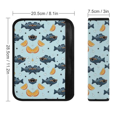 2PCS Cool Fish Sunglasses Lemon Car Seat Belt Pad Breathable Shoulder Protector for Girls and Boys, Most Cars, Anti-Slip Pad - color: Pattern 838