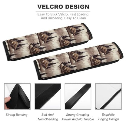 Universal Fit Seat Belt Cover for Adult Use, Stroller Pushchair High Chair, 2PCS Wild Animal Hunting Western Cabin Rustic Country Farmhouse Bear Harness Pads Strap Shock Absorption - color: Pattern 599