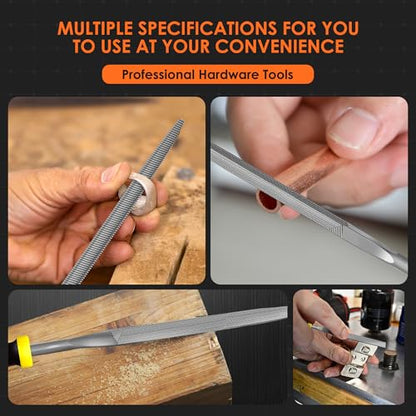 6-Piece Metal Needle File Set - Hardened Alloy Steel Includes Flat, Warding, Square, Triangular, Round, and Half-Round Files - color: Black-6pcs