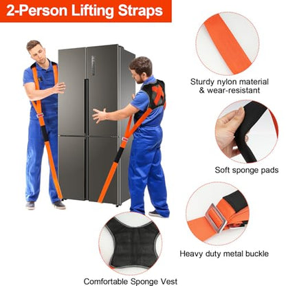 Moving Straps,Adjustable Shoulder Furniture Moving Lifting Strap Easily and Safely for 2 Movers Moving Furniture, Appliances, Mattresses,Heavy Duty up to 800 lbs - color: Orange & Black