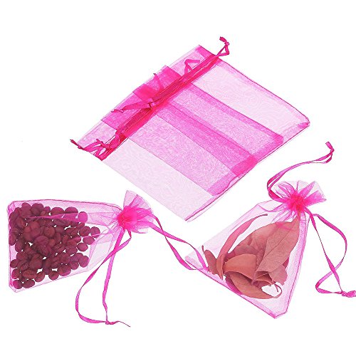 Boshen 100/200PCS Organza Gift Candy Sheer Bags Mesh Jewelry Pouches Drawstring Bulk for Wedding Party Favors Christmas (3" X 4"(100PCS), Hot Pink) - color: Hot Pink-3" X 4"(100PCS)