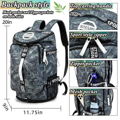 Gym Duffle Bag Backpack with Shoe Compartment,4 ways Travel Backpack for Women and Men,Multi-Functional Weekender bag with Waterproof Layer&Laptop Compartment for Fitness, Travel,Camping - color: Silver
