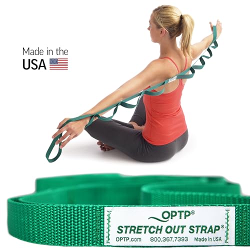 OPTP The Original Stretch Out Strap with Exercise Poster, USA Made Top Choice Stretch Out Straps for Physical Therapy, Yoga Stretching Strap or Knee Therapy Strap