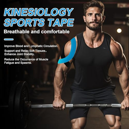 SUPERBE K Athletic Tape, Kinesiology Tape Precut - Premium Kinesthetic Tape for Muscles Knee Shoulder Elbow, 2 Inch x 16.5 feet (3 Rolls Pack) - color: Beige