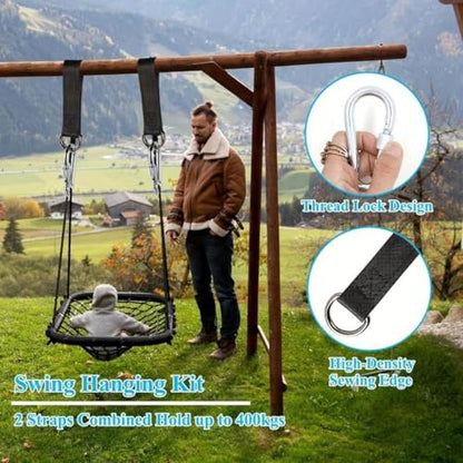 2 Pack Tree Swing Straps Hanging Kit Heavy Duty Belt with Safer Lock Snap Hook Clip Carabiner Connector for Hammock Punching Bag Swings Chair Seat Gym Bar Handle Outdoor(2Pcs 25Cm*25Mm) - color: 2pcs 25cm*25mm