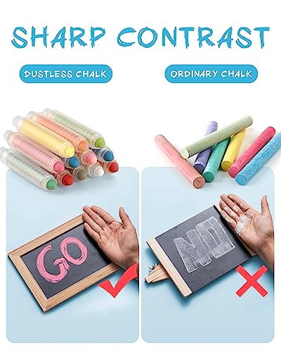 NewFamily Dustless Chalk for Kids with Holder, 12 Colors Non-Toxic Chalkboard Chalk, Mess-Free Drawing Chalk for Toddlers, Blackboard, Easel Board, Classroom & Home Art Supplies - style: Standard 12Colors