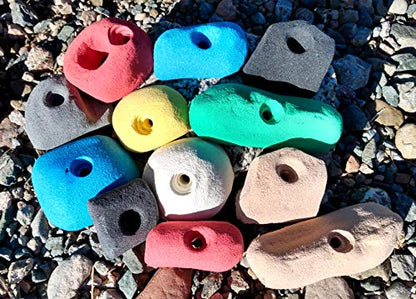 12 Pack Large Polyurethane Bolt-On Rock Climbing Wall Hand Holds - color: multiple