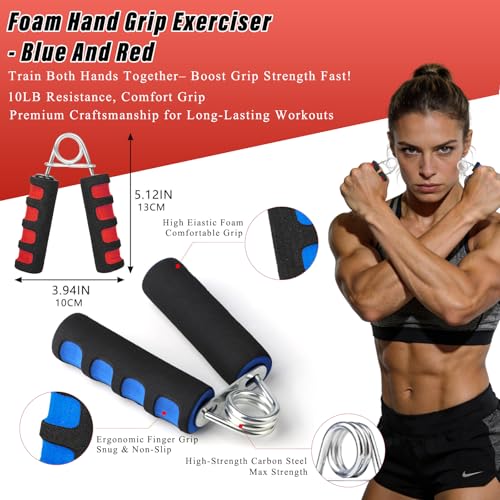 CYFIE Hand Grip Strengthener Set 8 Pack, 2 Foam Grippers, 4 Finger Exercisers, 2 Grip Rings, Wrist Forearm Exerciser for Hand Strength, Finger Strength, Physical Therapy & Stress Relief
