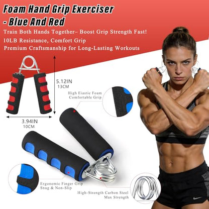 CYFIE Hand Grip Strengthener Set 8 Pack, 2 Foam Grippers, 4 Finger Exercisers, 2 Grip Rings, Wrist Forearm Exerciser for Hand Strength, Finger Strength, Physical Therapy & Stress Relief