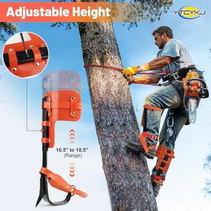 Professional Tree Climbing Spikes Set – Height-Adjustable Climbing Spurs | 350lb Load Rating Tree Climbing Gear, Includes Rope & Straps for Arborists, Hunters, Fruit Harvesting