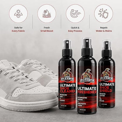 Combat Cleaner Shoe Cleaning Kit – Complete Sneaker Care Solution for Leather, Suede, Canvas, Mesh, Nubuck & More - color: Shoe Cleaner+shield+freshner