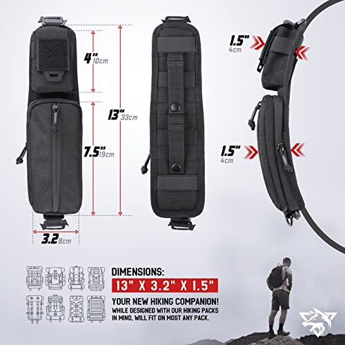 WYNEX Molle Accessories Pouch of Double Zipper Pocket Version, Backpack Strap Pouch Shoulder Strap Molle Attachment Tactical Accessories Bag Shoulder Starps Zipper Pocket Additional Phone Holder - color: Black-1Pcs