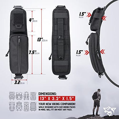 WYNEX Molle Accessories Pouch of Double Zipper Pocket Version, Backpack Strap Pouch Shoulder Strap Molle Attachment Tactical Accessories Bag Shoulder Starps Zipper Pocket Additional Phone Holder - color: Black-1Pcs