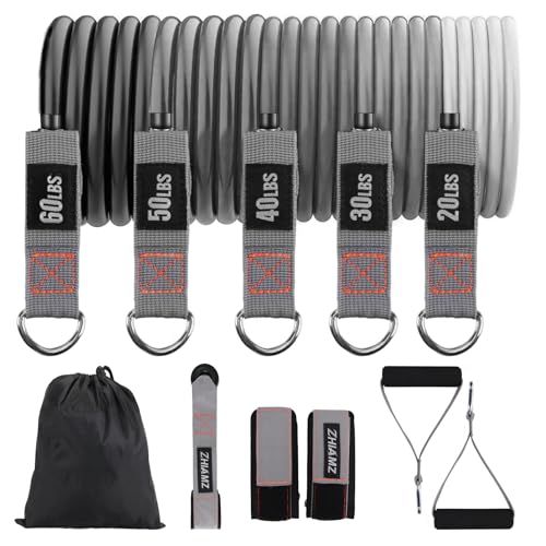 Resistance Bands with Handles, Single Resistance Bands, Exercise Bands with Handles, for Resistance Training, Physical Therapy, Home Workouts, Fitness, Pilates - color: Black-gray-set -200lbs